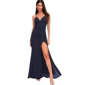 Lulu's Navy Blue Lace Maxi Dress